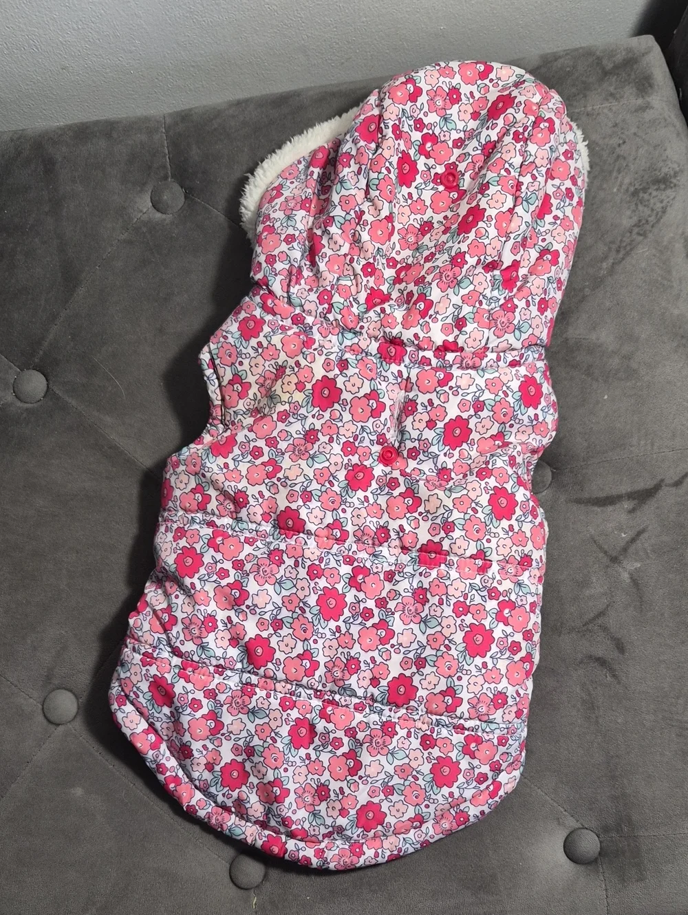 Pink Floral Sherpa-Lined Dog Vest Clothing